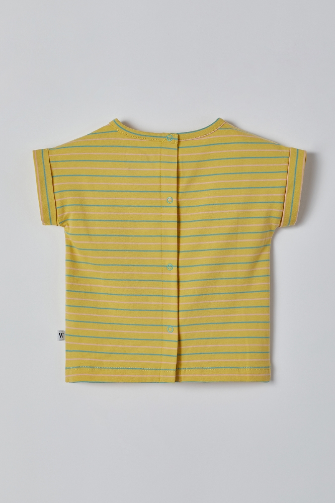 Pamuklu Kız Bebek Pijama-Pzg - 964-Mandril Temalı Çizgili Sarı