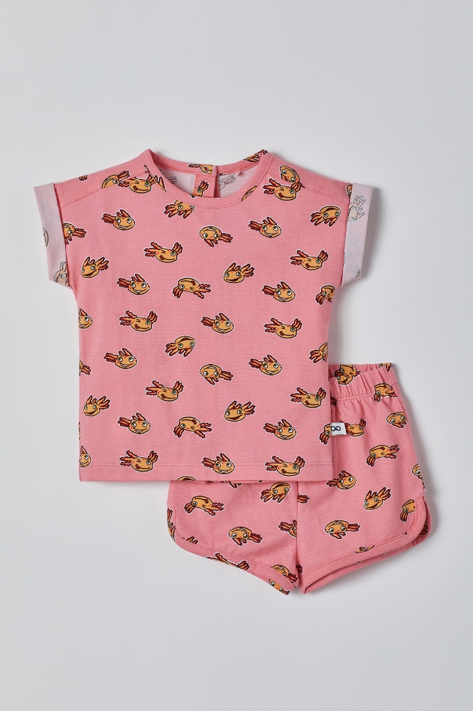 Pamuklu Kız Bebek Pijama-Pzg - 944-Semender Baskılı Pembe