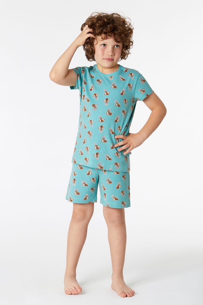 10-16 Yaş Erkek Çocuk Pijama-Pza - 979-Mandril Baskılı Yeşil