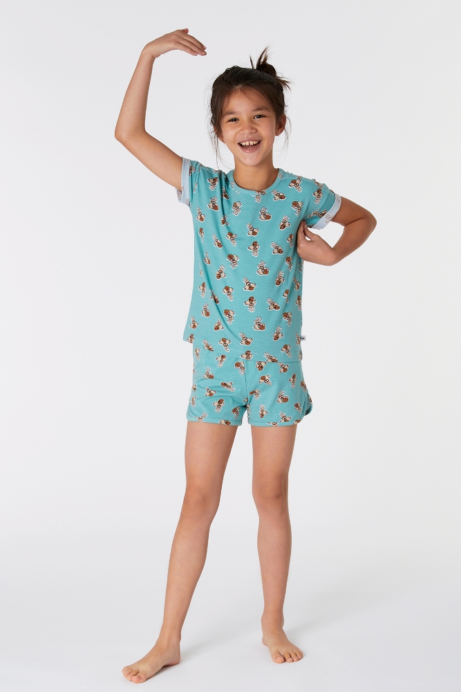 10-16 Yaş Kız Çocuk Pijama-Pzg - 979-Mandril Baskılı Yeşil