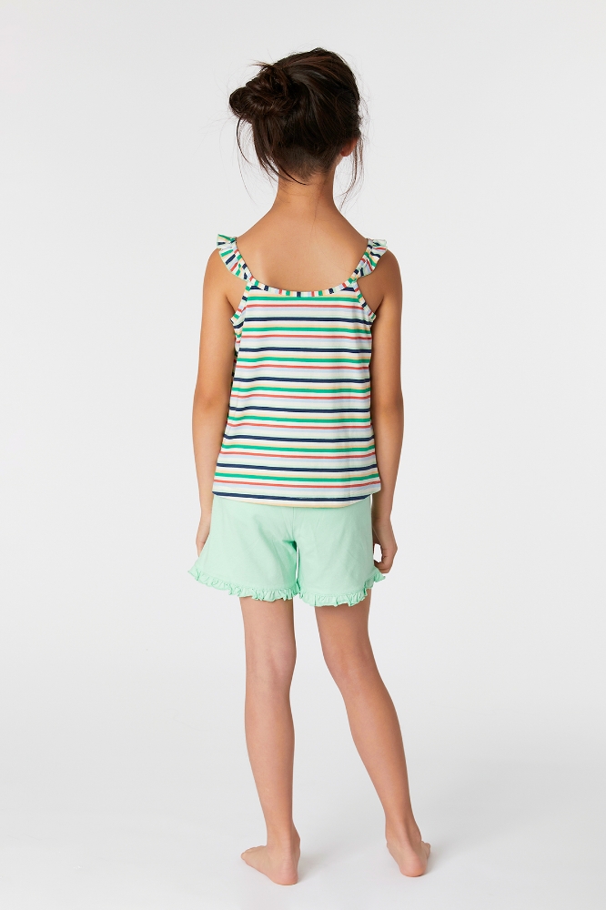 2-8 Yaş Kız Çocuk Pijama-Psp - 910-Krokodil Temalı Çizgili Yeşil 