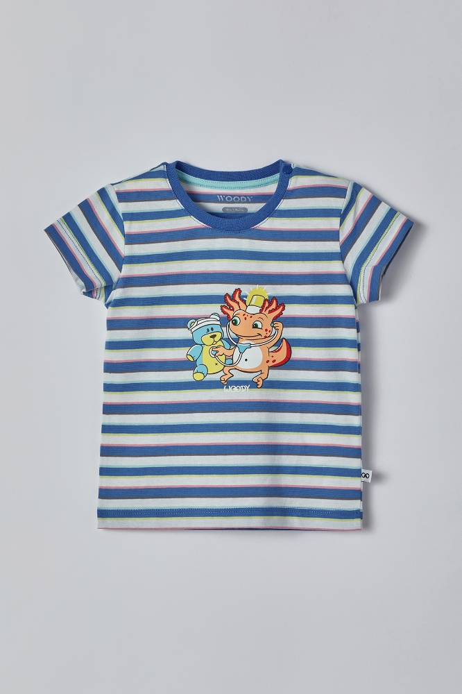 Pamuklu Erkek Bebek Pijama-Pss - 987-Semender Temalı Çizgili