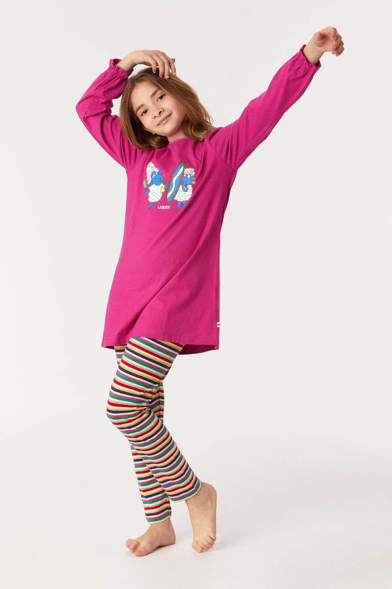 Woody - Pyjama Filles en Velours Turquie - Fuchsia - 16 ans