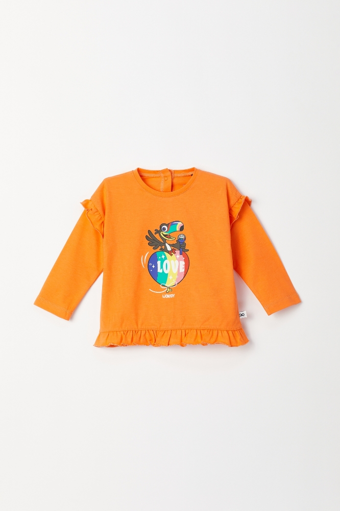 Pamuklu Kız Bebek Pijama-Plg - 539-Papaya Rengi