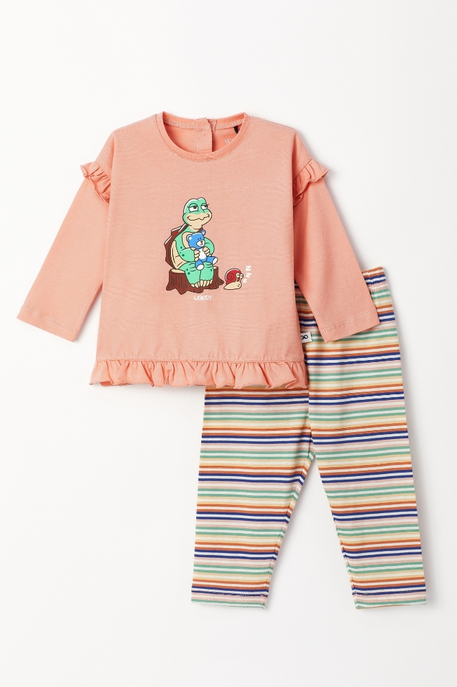 Pamuklu Kız Bebek Pijama-Plg - 491-Pudra Pembesi