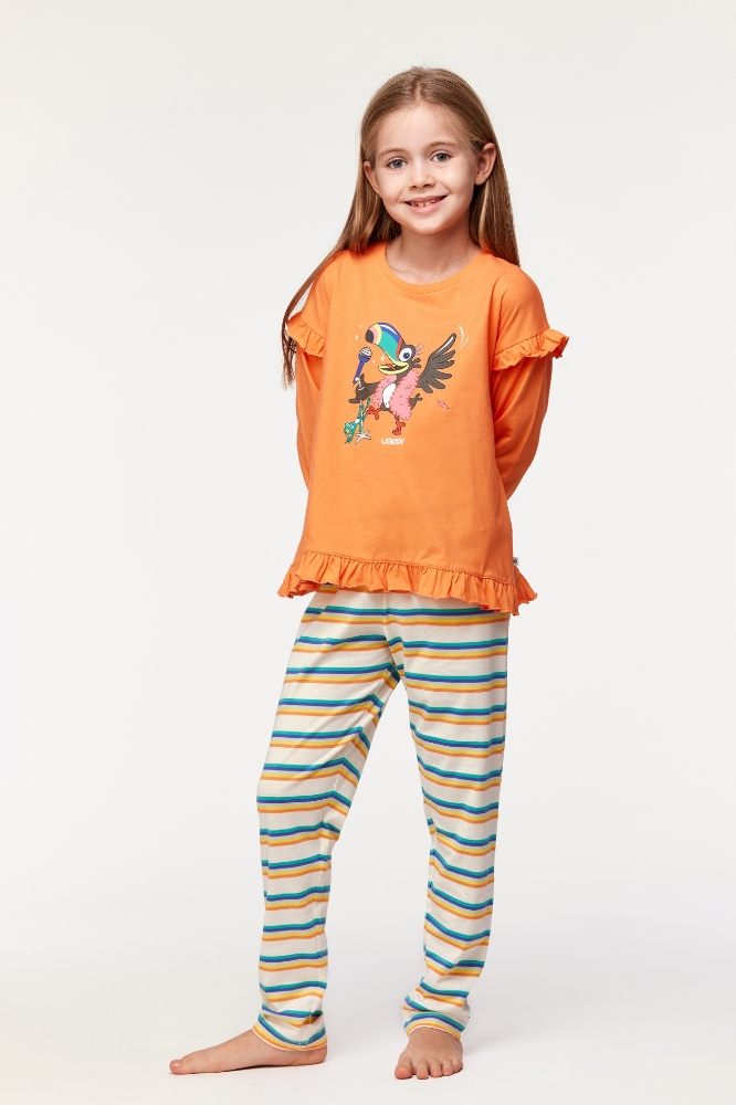 2-8 Yaş Kız Çocuk Pijama-Plg - 539-Papaya Rengi
