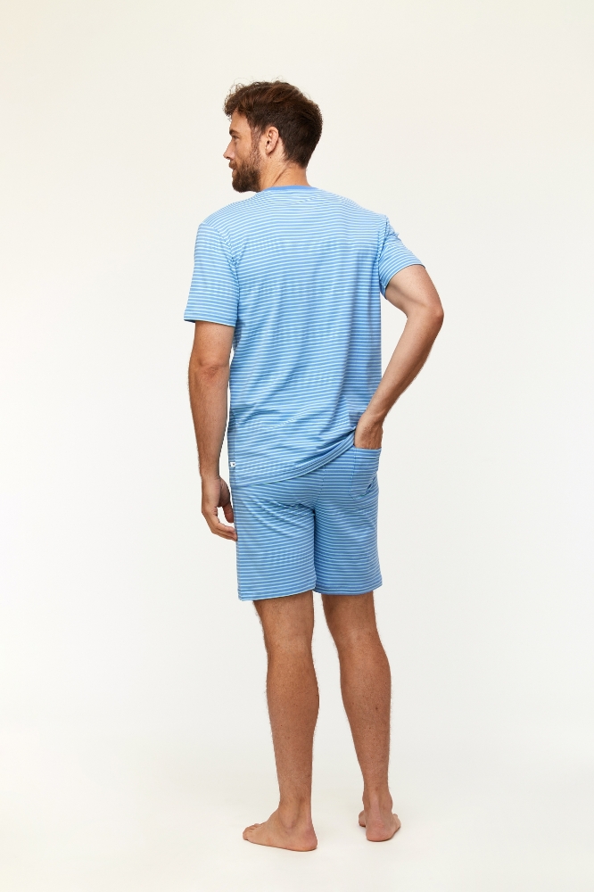 Erkek Pijama-Pza - 913-Balina Temalı Çizgili Mavi