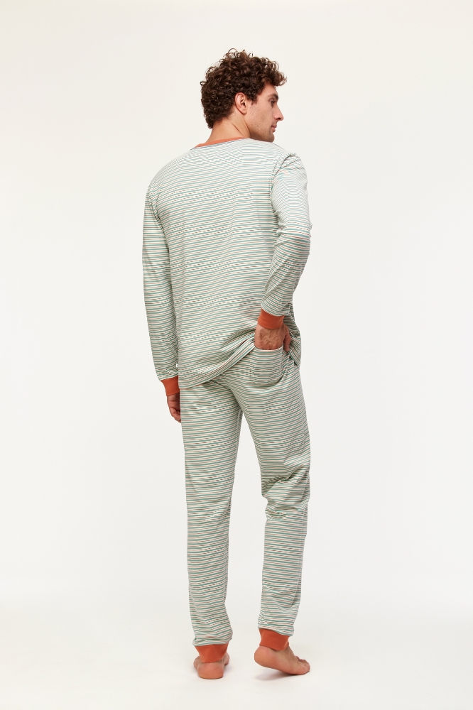 Erkek Pijama-Plc - 914-Kaplumbağa Temalı Çizgili Turuncu