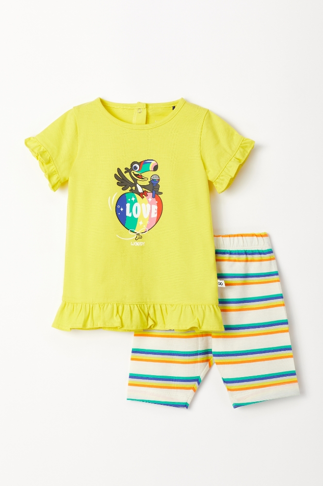Pamuklu Kız Bebek Pijama-Tun - 651-Sarı