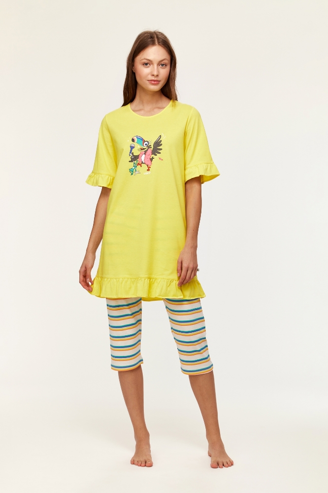 Kadın Pijama-Tun - 651-Sarı