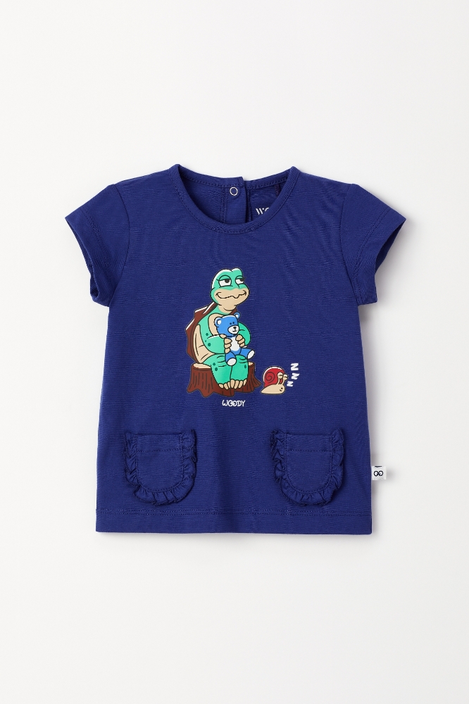 Pamuklu Kız Bebek Pijama-Psg - 856-Soğuk Mavi