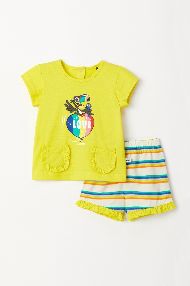 Pamuklu Kız Bebek Pijama-Psg - 651-Sarı