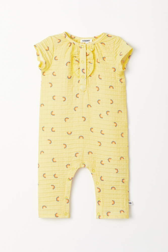Bebek Tulumu-Rbw - 940-Gökkuşağı Baskılı Sarı