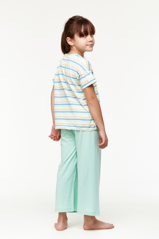 2-8 Yaş Kız Çocuk Pijama-Bsk - 904- Çizgili Mavi