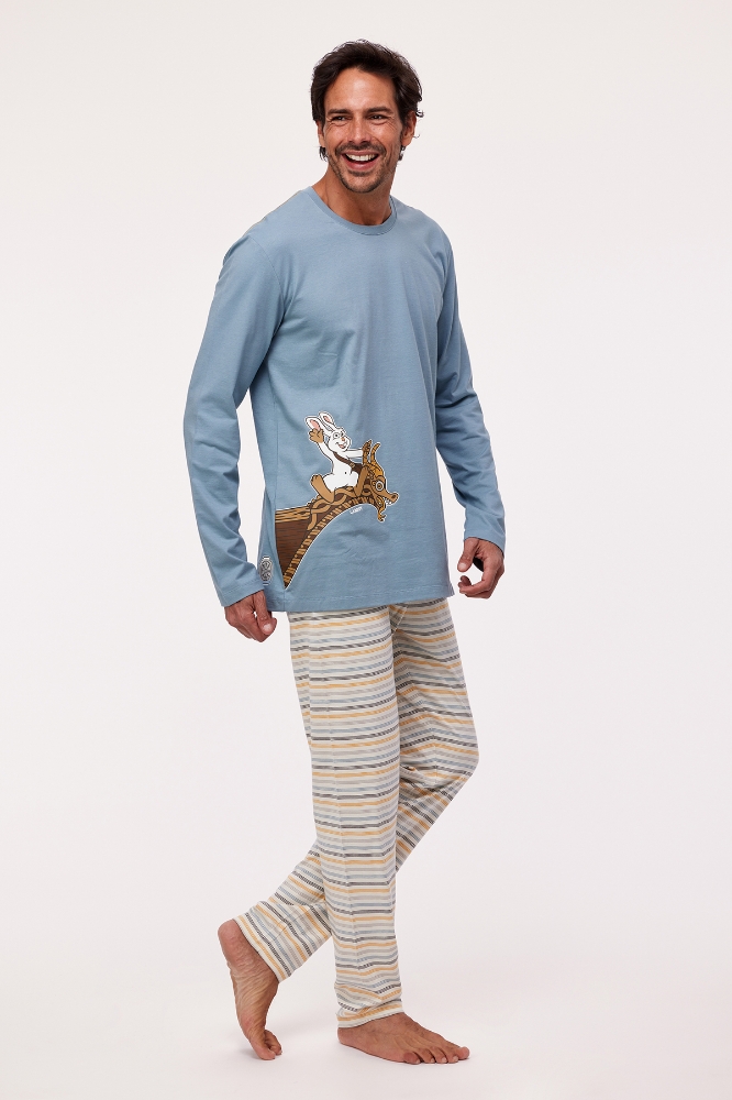 Erkek Pijama-Plu - 177-Deniz Mavisi