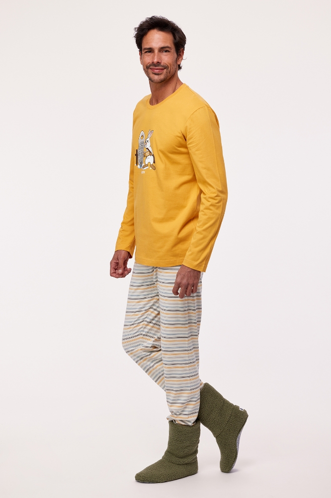 Erkek Pijama-Pls - 620-Hardal Sarısı 