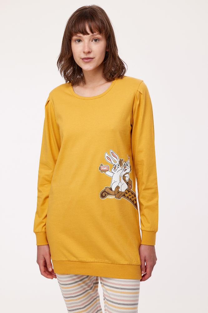 Kadın Pijama-Pop - 620-Hardal Sarısı 