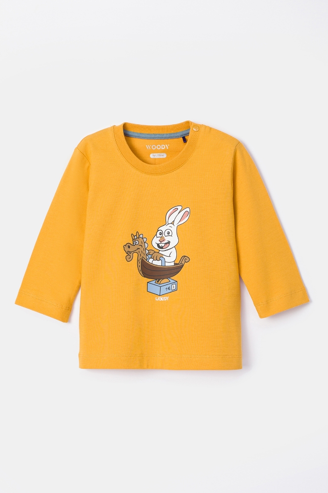 Pamuklu Erkek Bebek Pijama-Pls - 620-Hardal Sarısı 