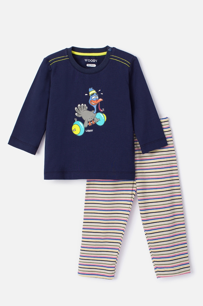 Pamuklu Erkek Bebek Pijama-Plu - 839-Lacivert