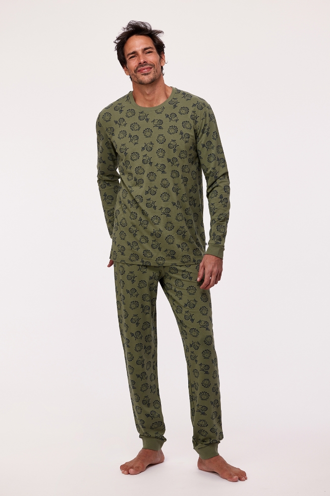 Erkek Pijama-Pzl - 912-Hindi Baskılı Yeşil