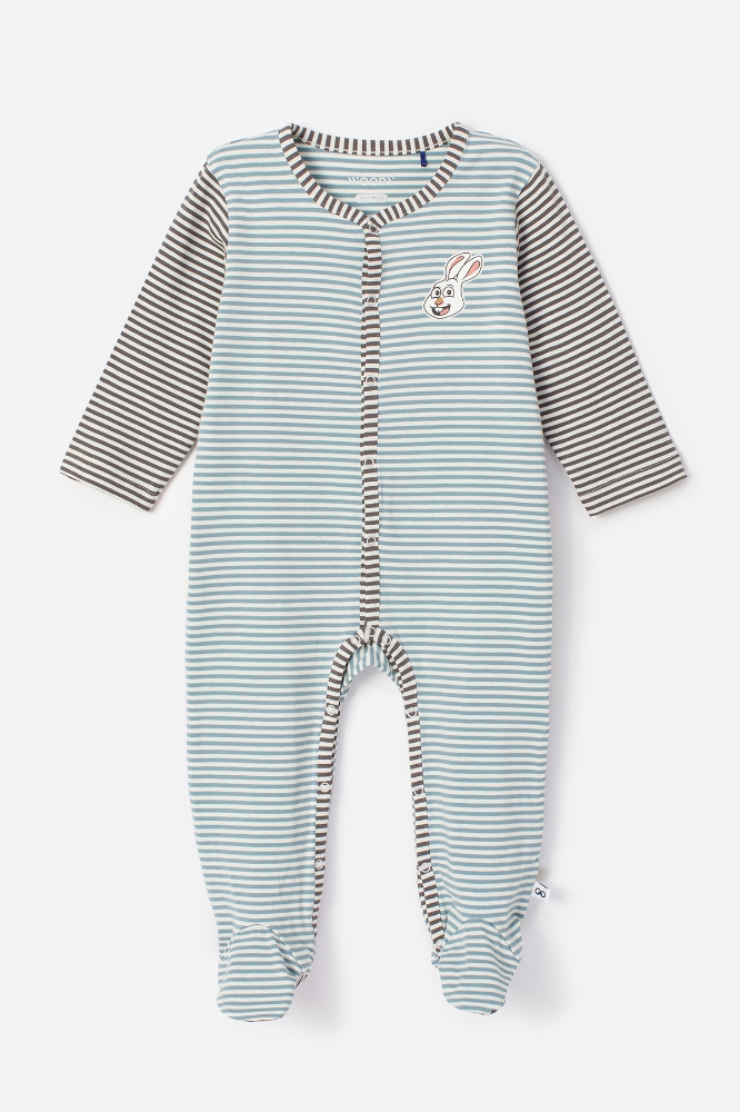 Bebek Tulumu-Rbz - 916-Hare Temalı Çizgili Mavi