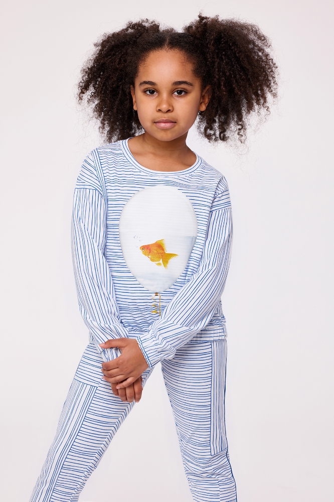 10-16 Yaş Kız Çocuk Pijama-Apa - 973-Mavi Çizgili