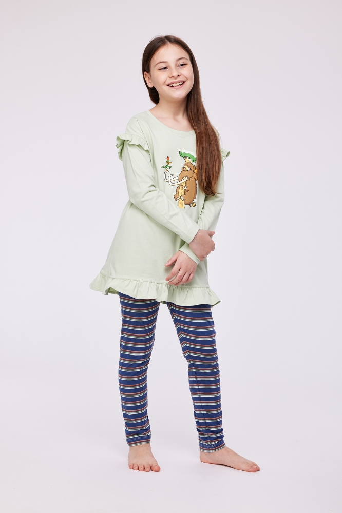 10-16 Yaş Kız Çocuk Pijama-Tul - 704-Deniz Köpüğü Yeşili