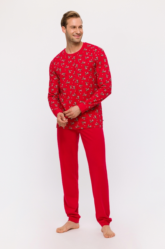 Erkek Pijama-Cpa - 988-Geyik Baskılı Kırmızı