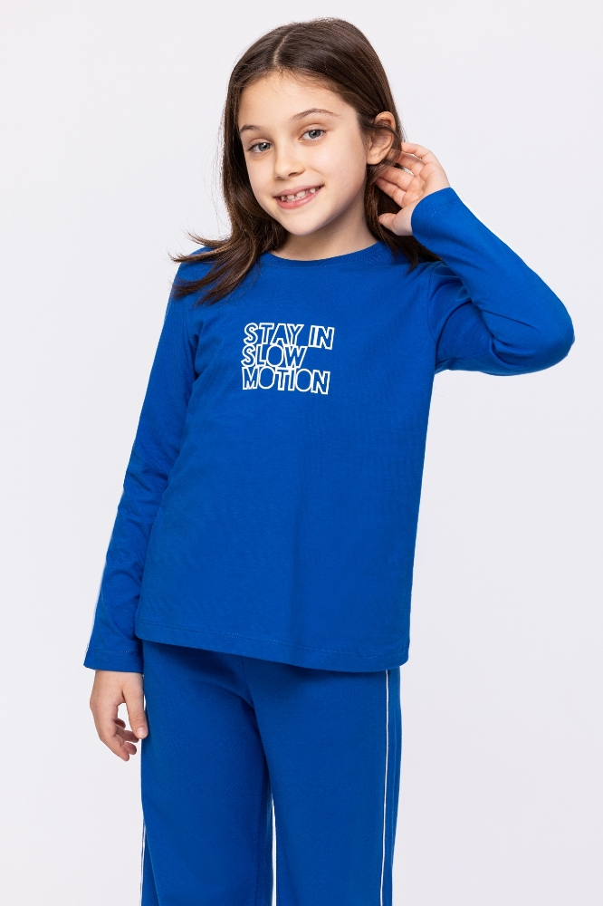 10-16 Yaş Kız Çocuk Pijama-Bvl - 837-Koyu Mavi