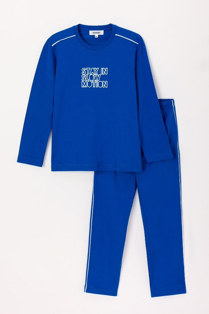 2-8 Yaş Erkek Çocuk Pijama-Bls - 837-Koyu Mavi
