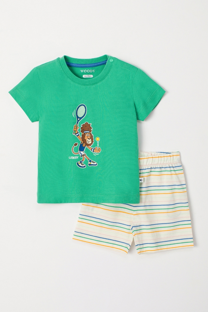 Pamuklu Erkek Bebek Pijama-Pss - 734-Yeşil