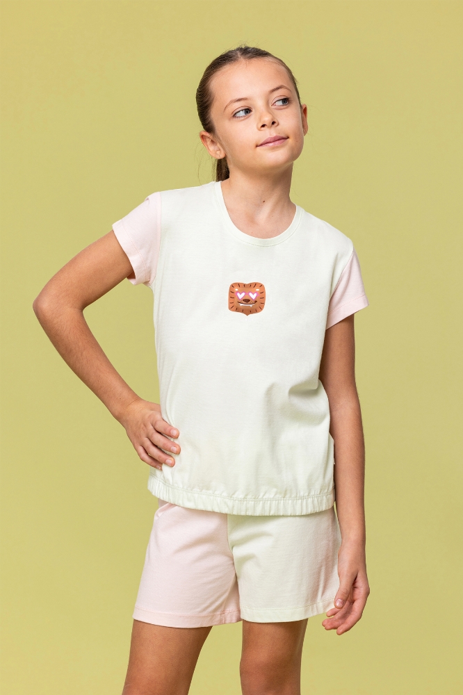 2-8 Yaş Kız Çocuk Pijama-Bst - 706-Mint Yeşili