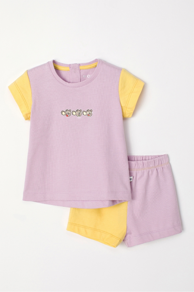 Pamuklu Kız Bebek Pijama-Bst - 313-Lila