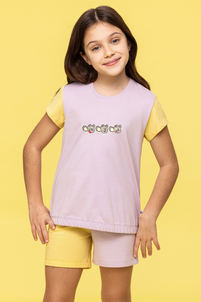 2-8 Yaş Kız Çocuk Pijama-Bst - 313-Lila