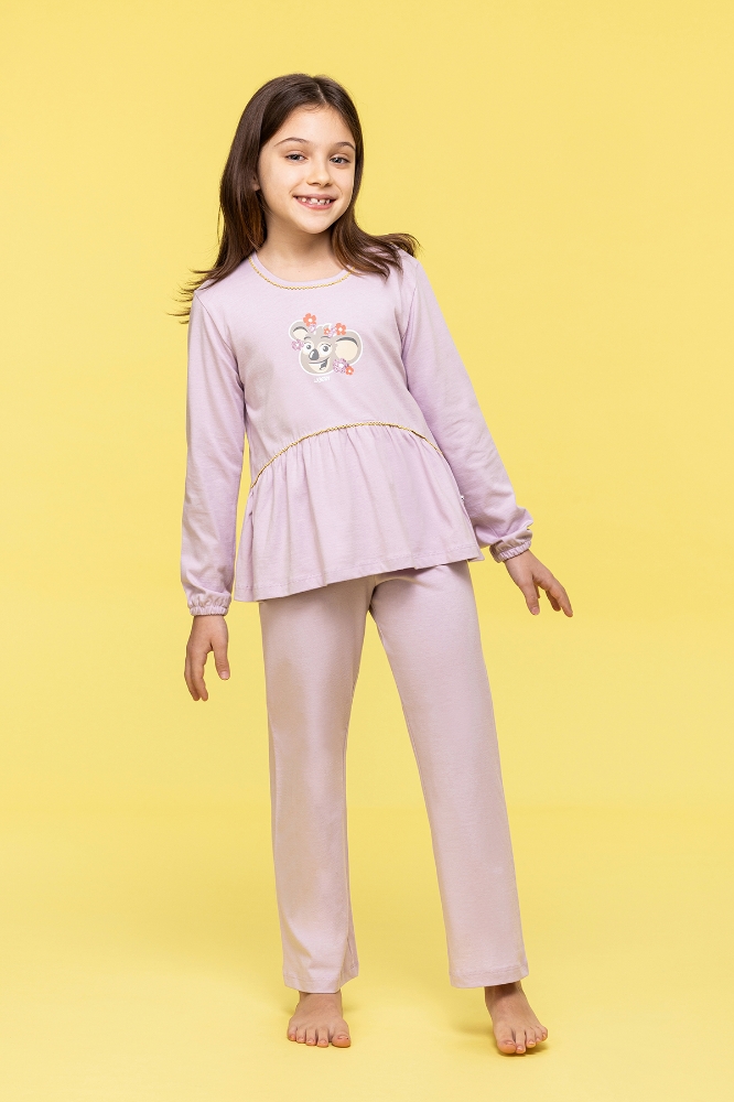 2-8 Yaş Kız Çocuk Pijama-Plg - 313-Lila