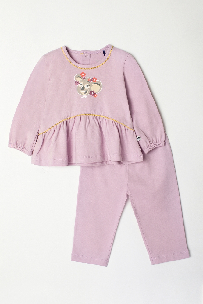 Pamuklu Kız Bebek Pijama-Plg - 313-Lila