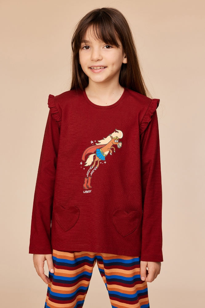 2-8 Yaş Kız Pijama-Plg - 495 Sun Dred Tomato