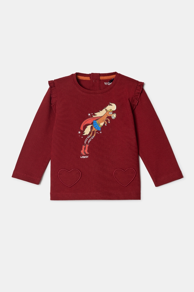 Pamuklu Kız Bebek Pijama-Plg - 495-bordo