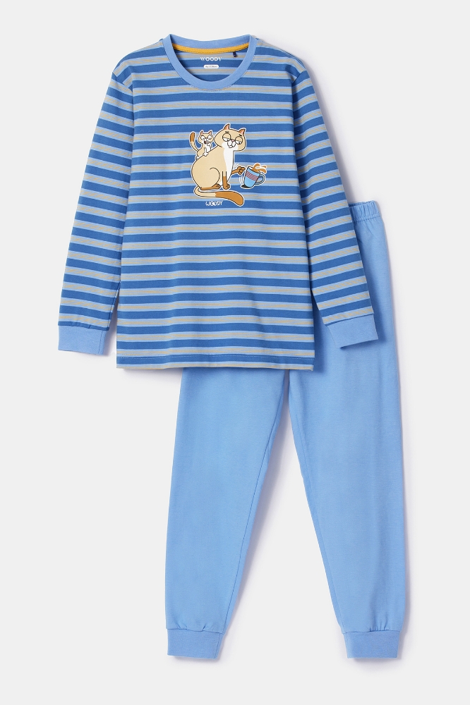 10-16 Yaş Erkek Pijama-Plc - 910 S Strıpe Cat Boys