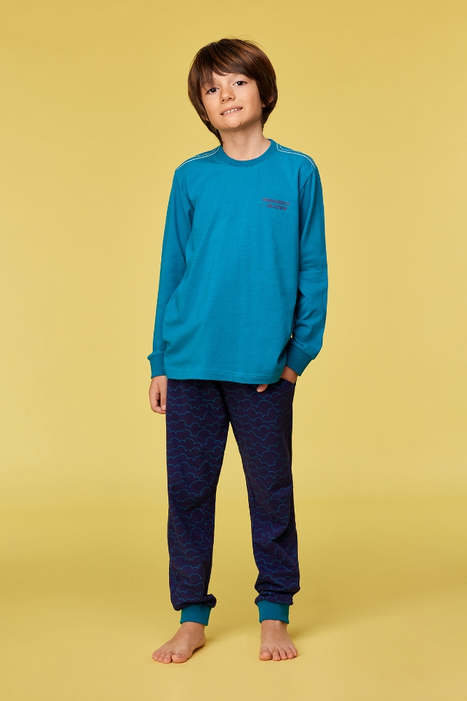 10-16 Yaş Erkek Pijama-Qtr - 795 Crystal Teal