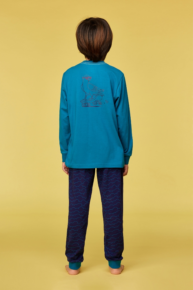 10-16 Yaş Erkek Pijama-Qtr - 795 Crystal Teal