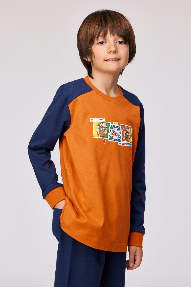 2-8 Yaş Erkek Pijama-Plk - 524 Rust