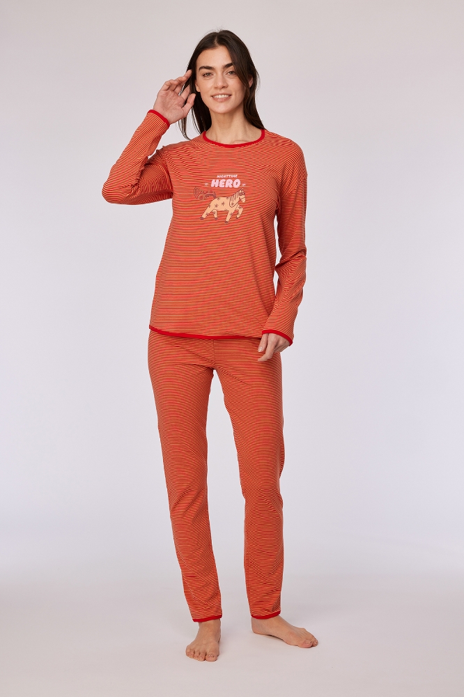 Kadın Pijama-Pzg - 935-midilli Baskılı Kırmızı