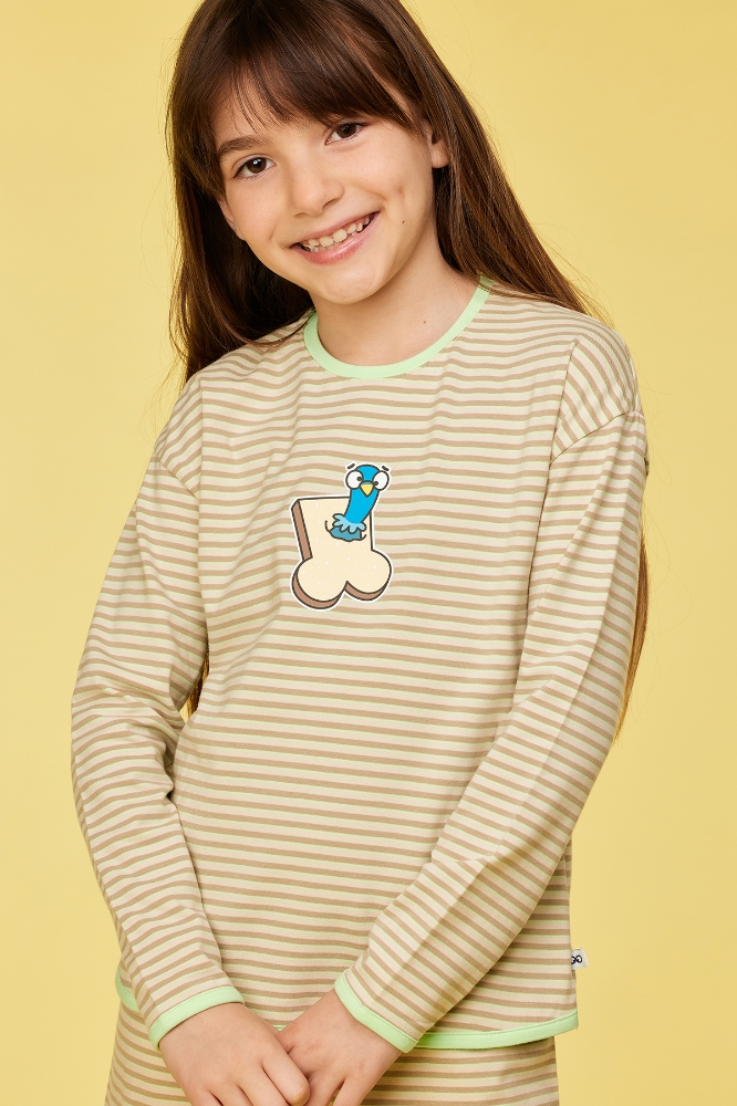 2-8 Yaş Kız Pijama-Pzg - 933 Z Strıpe Pıgeon Gırls