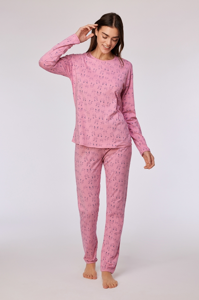Kadın Pijama-Pzg - 923-kedi Baskılı Pembe