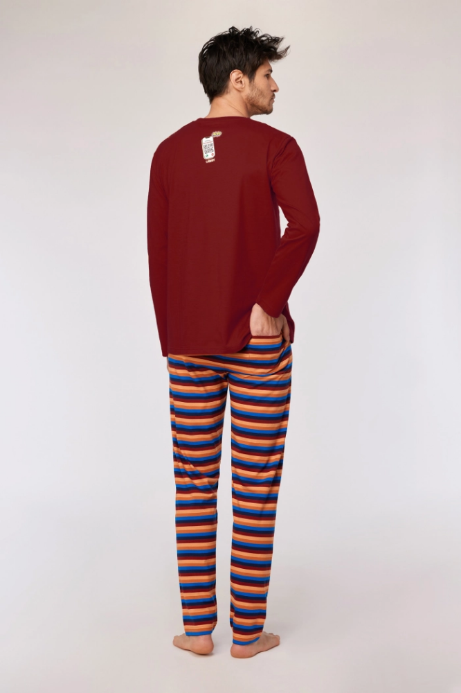 Erkek Pijama-Pls - 495-bordo