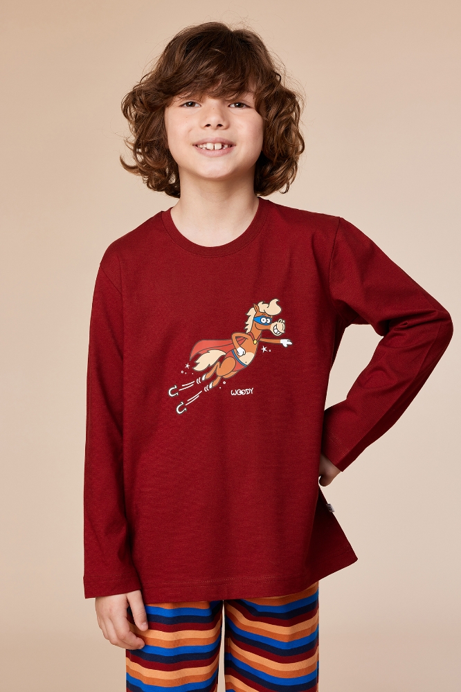 10-16 Yaş Erkek Pijama-Pls - 495-bordo