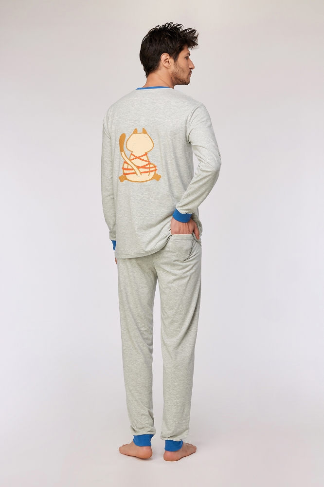 Erkek Pijama-Ple - 142 Lght Grey Melange