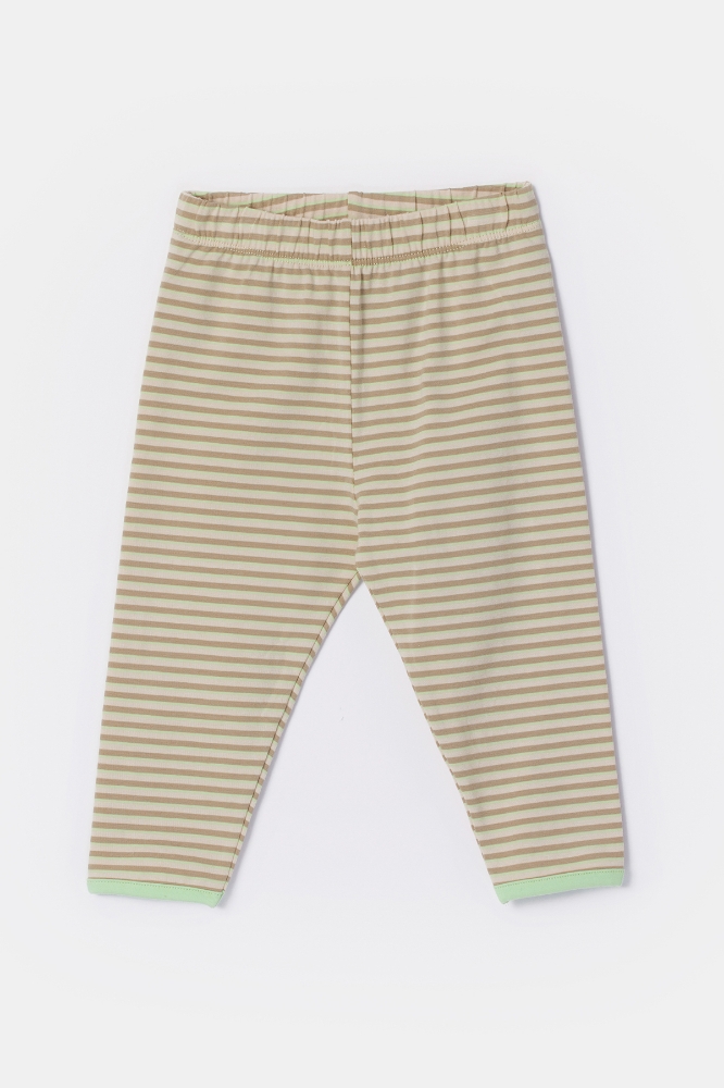 Pamuklu Kız Bebek Pijama-Pzg - 933-çizgili Ekru