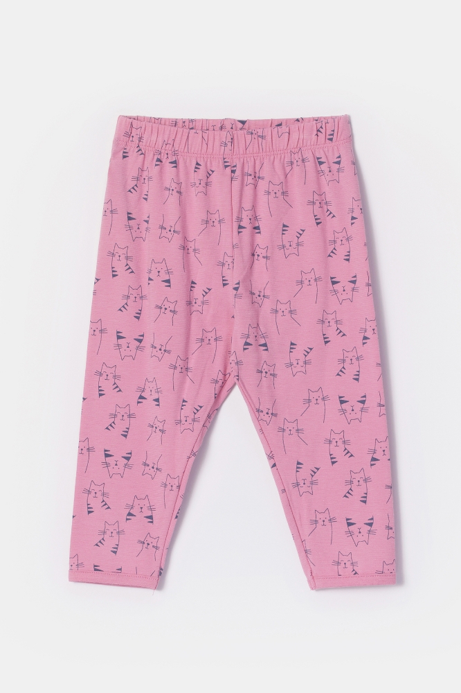 Pamuklu Kız Bebek Pijama-Pzg - 923-kedi Baskılı Pembe